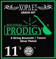 Bouzouki / Tzoura  6 String Set Silver plated Custom 11s - Green 