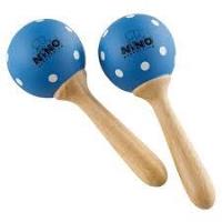 Nino Percussion NINO7PD-B Small Wood Maracas - Blue with White Polka Dots
