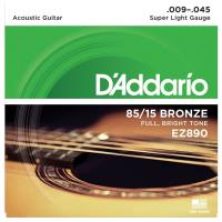 D'Addario EZ890 Bronze Super Light (.009-.045) Acoustic Guitar