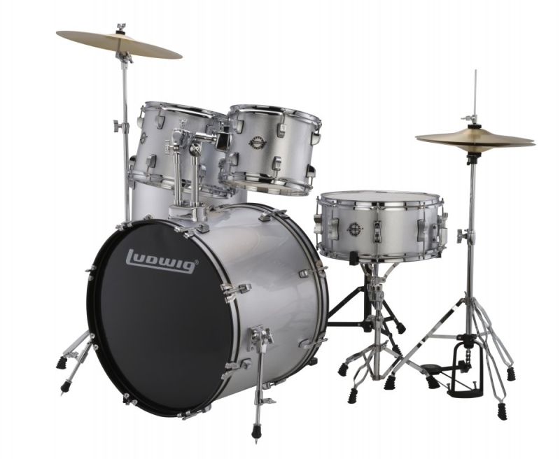 Ludwig Accent Fuse 5-Pc Drum Set (LC17015) SILVER - Includes: Hardware, Throne, Cymbals
